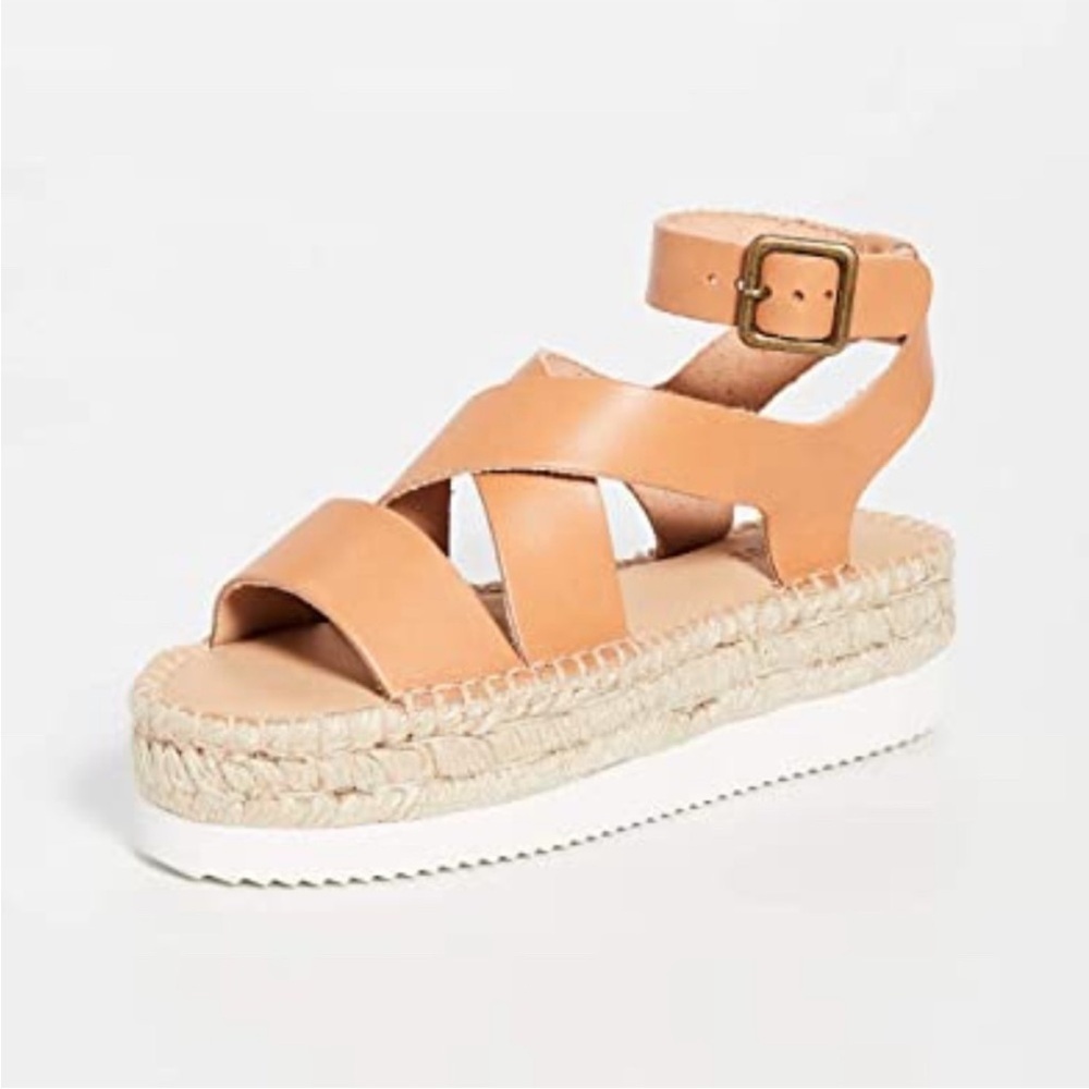 Soludos Olympia Tan Leather Platform Espadrille Sandals Size 10 EUC - Picture 12 of 16